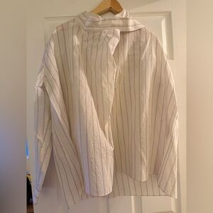 Zara White and Blue Striped Shirt